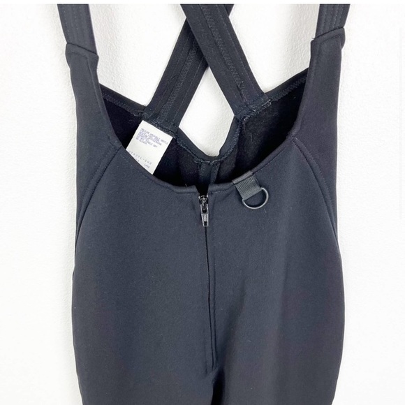 VTG 70 80s Ski Bib Overall Wool Blend Spandex Stirrup Jumpsuit Black Womens 6-8 - Picture 6 of 16